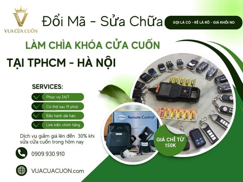 Làm chìa khóa cửa cuốn - Sao chép remote cửa cuốn giá rẻ | Vua Cửa Cuốn