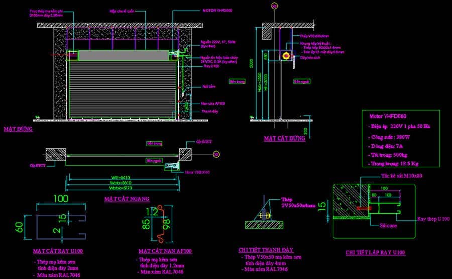 Ký hiệu cửa cuốn trong Cad
