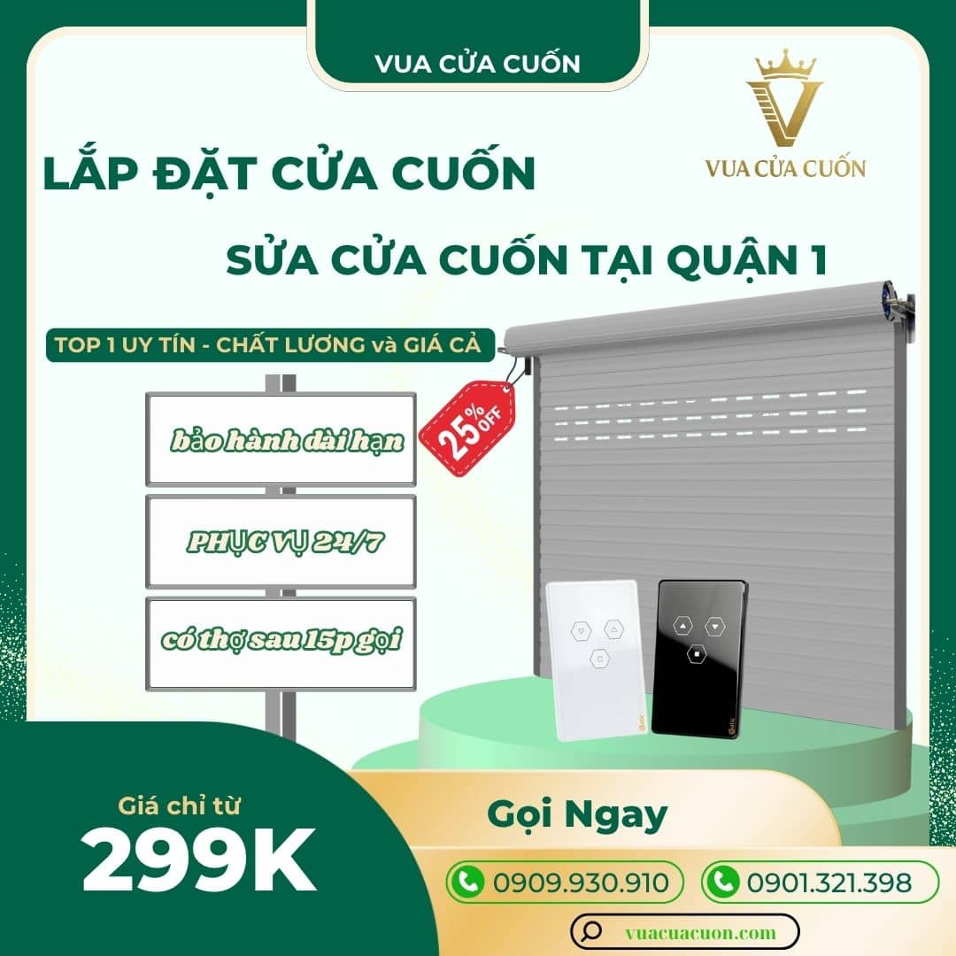 Sửa cửa cuốn quận 1 giá rẻ. Phục vụ 24/24
