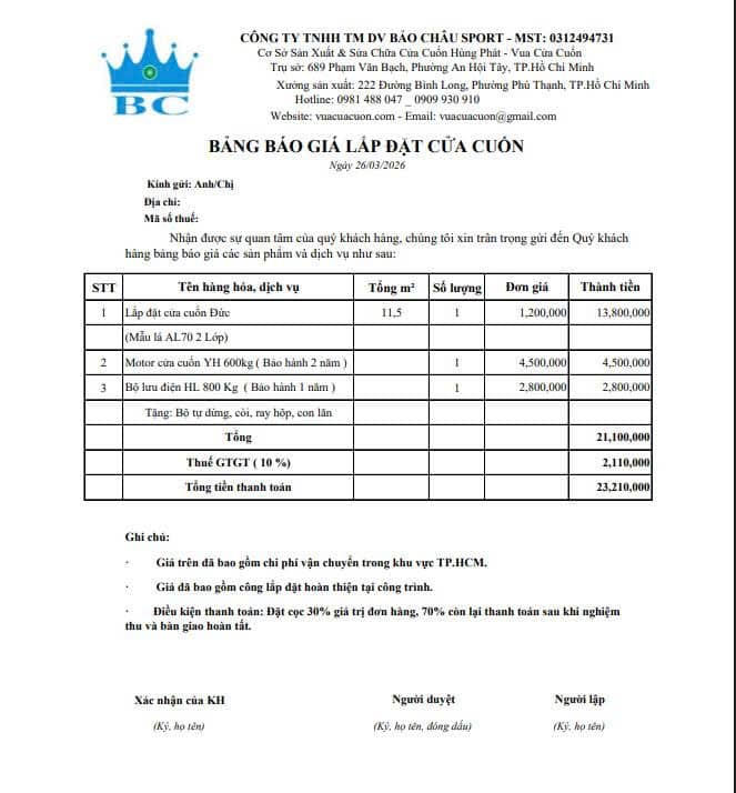 1 Bộ Cửa Cuốn Giá Bao Nhiêu? Cập Nhật Giá Mới, Tư Vấn Chọn Loại Phù Hợp 12 1 Bộ Cửa Cuốn Giá Bao Nhiêu? Tư Vấn Chọn Loại & Báo Giá Chi Tiết