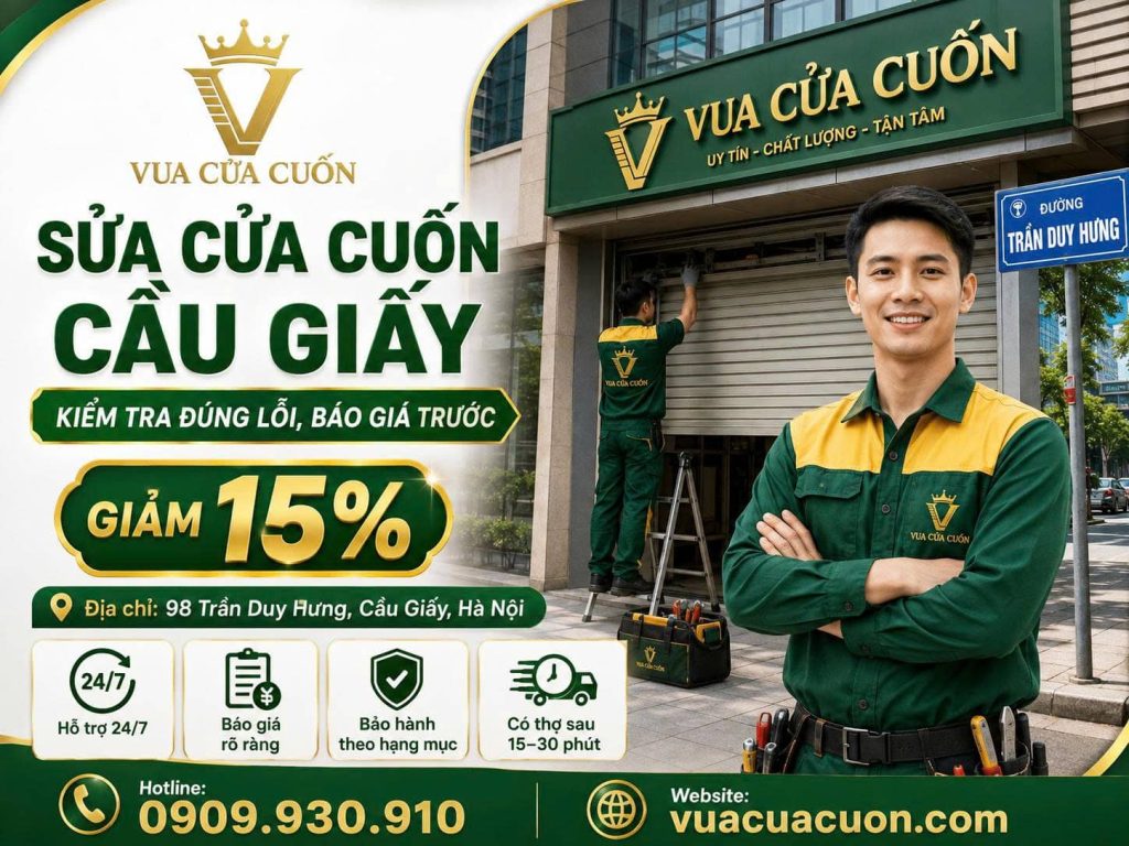 Dịch Vụ Sửa Cửa Cuốn Cầu Giấy – Thợ Gần, Hỗ Trợ 24/7 12 Sửa Cửa Cuốn Cầu Giấy 24/7 – Kiểm Tra Đúng Lỗi, Bảo Hành Rõ