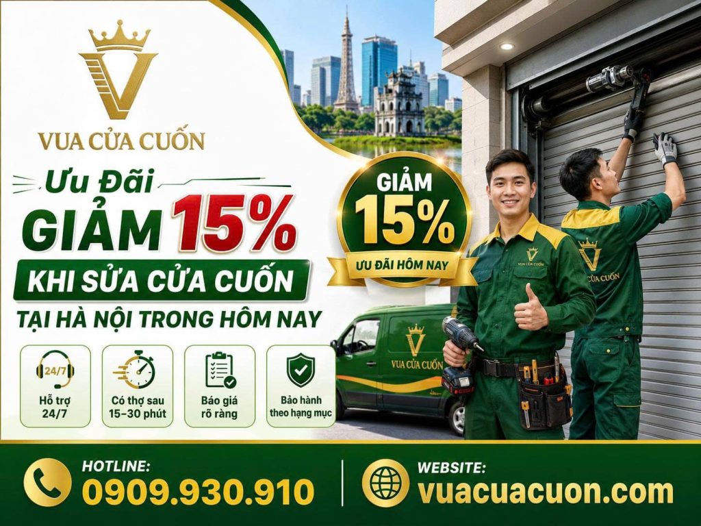 Dịch Vụ Sửa Cửa Cuốn Mê Linh 24/7 – Nhận Sửa Motor, Remote, Bộ Lưu Điện 16 Giảm 15% Khi Sửa Cửa Cuốn Tại Mê Linh Trong Hôm Nay