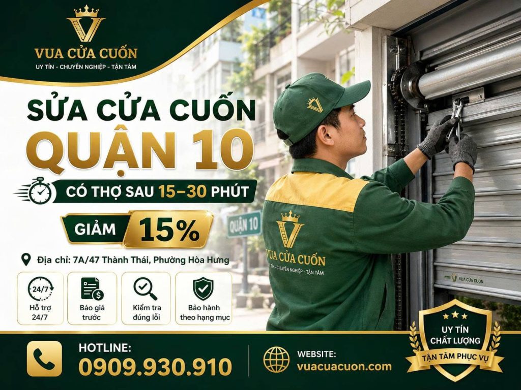 Sửa Cửa Cuốn Quận 10 Giá Rẻ – Thợ Giỏi, Đến Nhanh 24/7 12 Thợ Sửa Cửa Cuốn Quận 10 24/7 – Báo Giá Trước