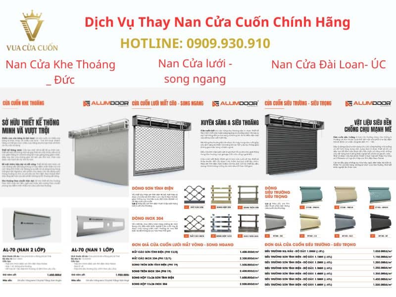 Thay nan cửa cuốn - lá cửa cuốn chính hãng giá rẻ gọi ngay 0909930910