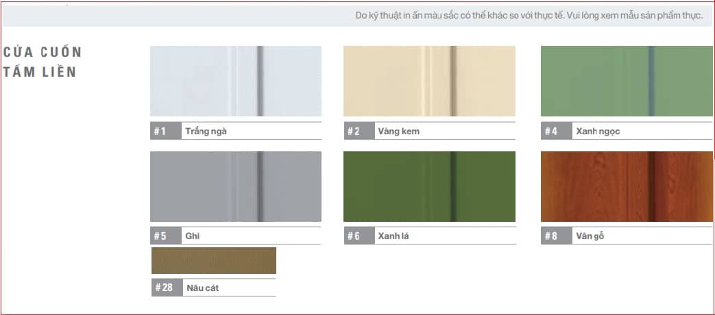 Bảng Màu Cửa Cuốn Mới Nhất 2026✅Mẹo Chọn Màu Đẹp Hợp Phong Thủy Tại Vua Cửa Cuốn 14 Bảng màu cửa cuốn tấm liền đầy đủ, chi tiết 2026 tại Vua Cửa Cuốn