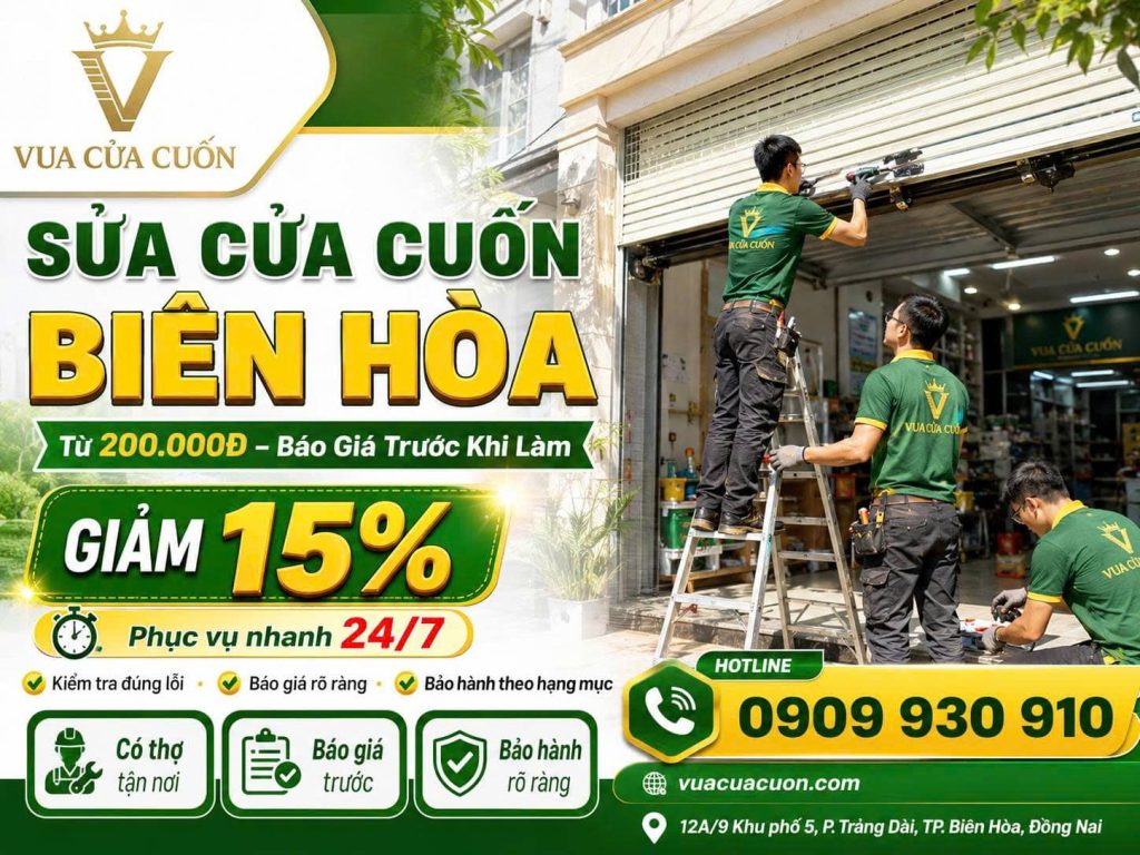 Sửa Cửa Cuốn Biên Hòa, Đồng Nai 24/7 – Có Thợ Sau 15–30 Phút 16 Sửa Cửa Cuốn Biên Hòa Từ 200.000Đ – Báo Giá Trước Khi Làm