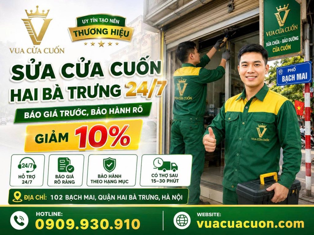 Sửa Cửa Cuốn Hai Bà Trưng - Thợ Giỏi Đến Ngay, Xử Lý Dứt Điểm 24/7 12 Sửa Cửa Cuốn Hai Bà Trưng 24/7 – Vua Cửa Cuốn Có Thợ Nhanh