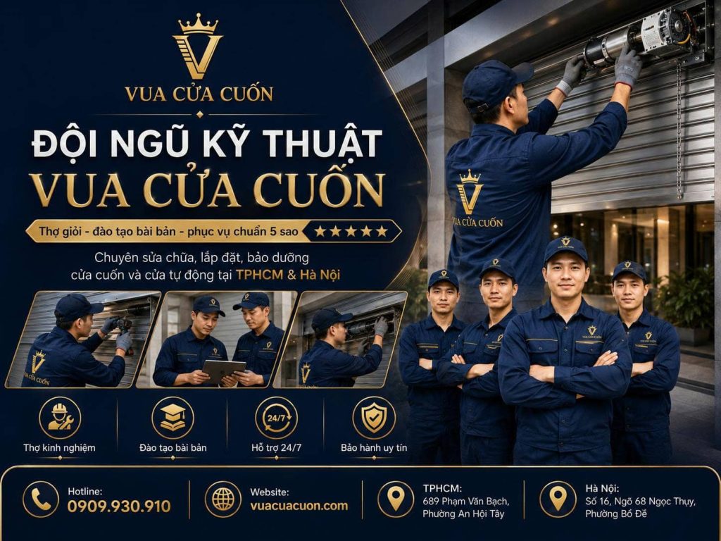 Đội Ngũ Kỹ Thuật Vua Cửa Cuốn – Thợ Giỏi, Đào Tạo Bài Bản, Phục Vụ Chuẩn 5 Sao 13 Đội Ngũ Kỹ Thuật Vua Cửa Cuốn – Thợ Giỏi, Đào Tạo Bài Bản, Phục Vụ Chuẩn 5 Sao