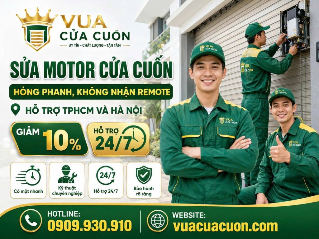 Cách Sửa Motor Cửa Cuốn Tại Nhà: Hướng Dẫn Kiểm Tra Lỗi Và Xử Lý An Toàn 17 Hướng dẫn kiểm tra motor cửa cuốn không chạy, kêu ù, chạy yếu, sai hành trình, lỗi remote và UPS. Nội dung dễ hiểu, an toàn, đúng kỹ thuật.
