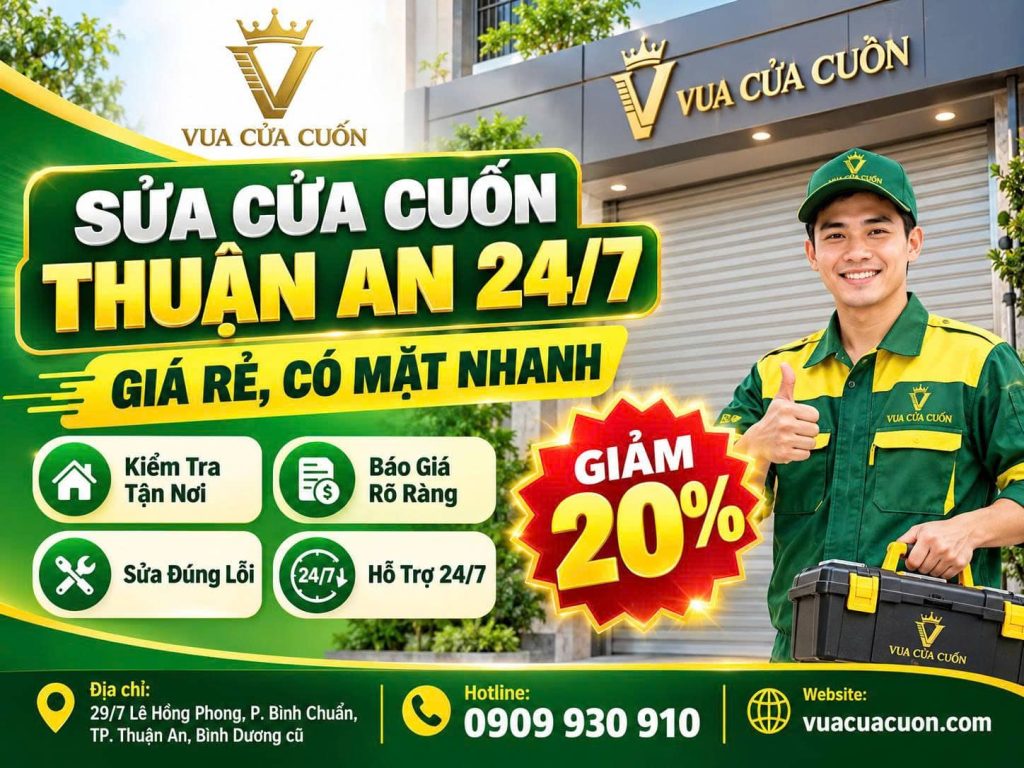 Sửa Cửa Cuốn Thuận An Giá Tốt 24/7 – Thợ Giỏi Đến Ngay Sau 15 Phút 10 Sửa Cửa Cuốn Thuận An 24/7 – Báo Giá Trước | Vua Cửa Cuốn