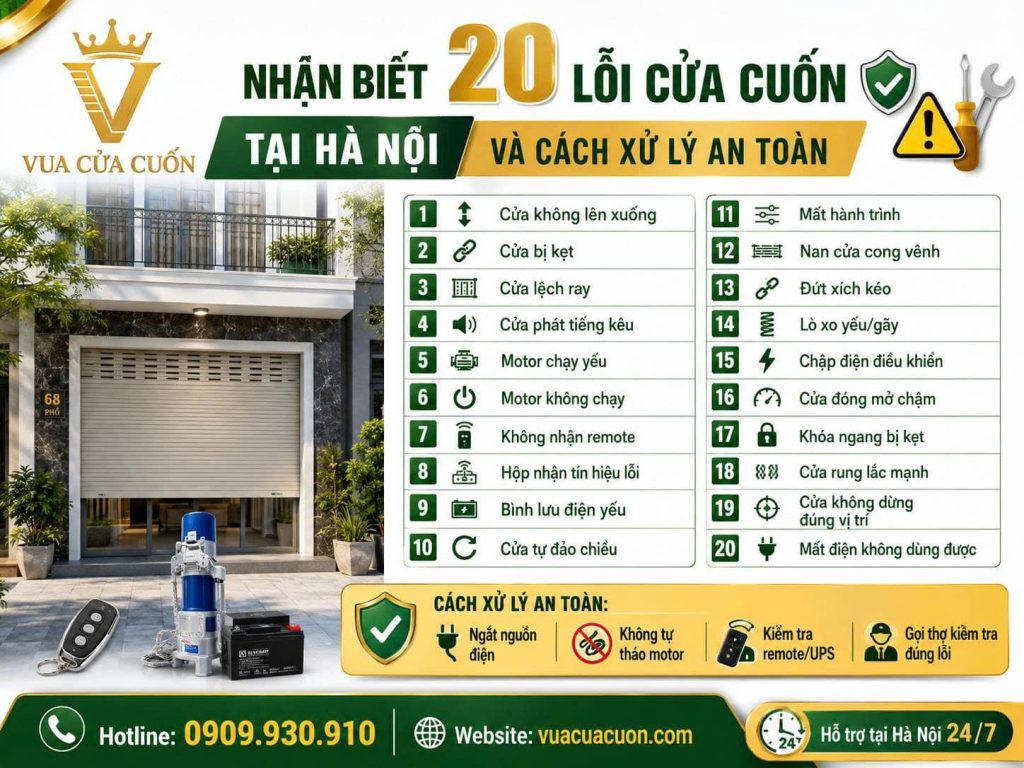 Tổng Hợp 20 Lỗi Cửa Cuốn Thường Gặp Tại Hà Nội Và Cách Xử Lý An Toàn 12 20 Lỗi Cửa Cuốn Thường Gặp Tại Hà Nội | Vua Cửa Cuốn