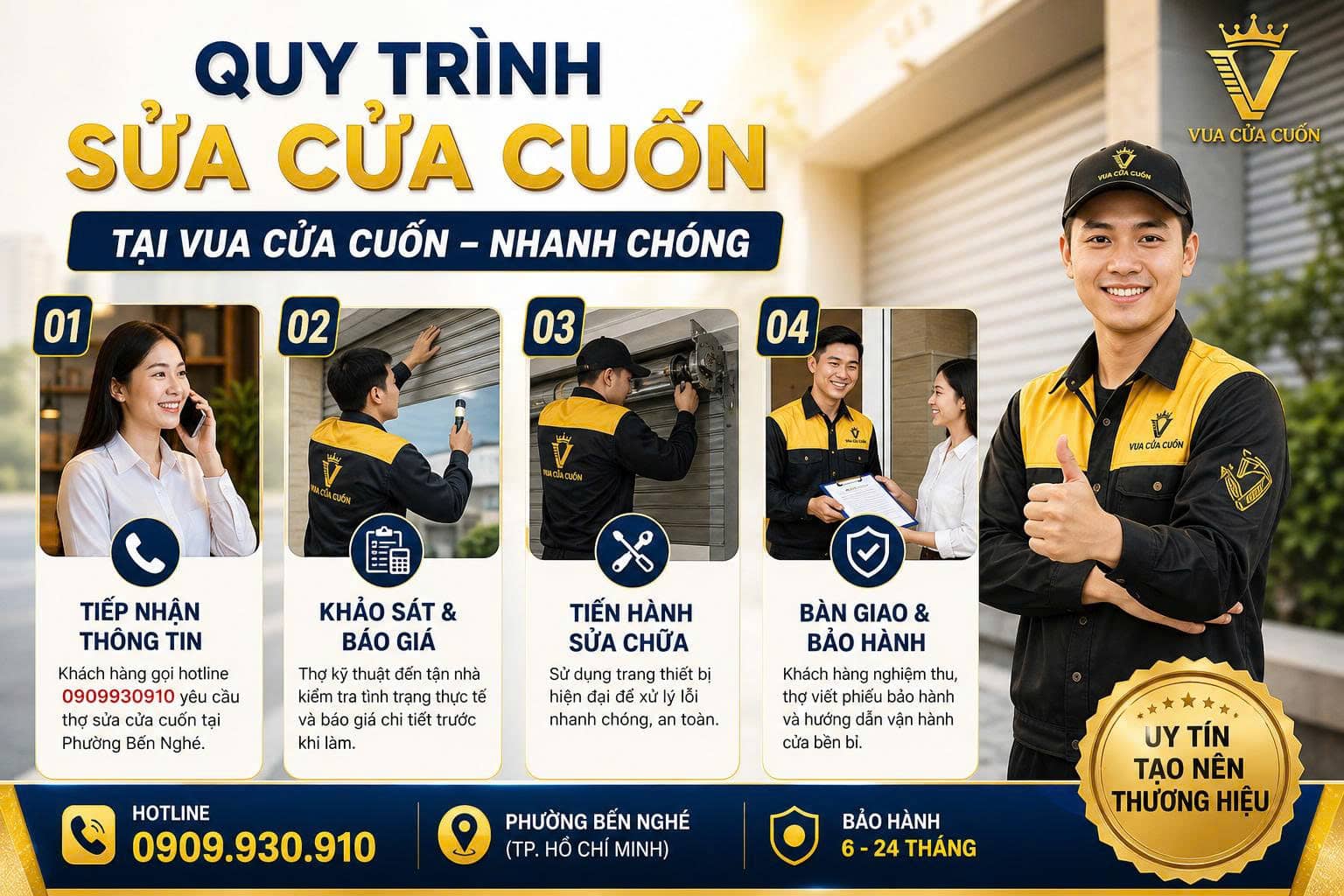 Sửa Cửa Cuốn Phường Bến Nghé Quận 1 Cũ – Uy Tín, Làm Nhanh 24/7 20 Quy Trình Sửa Cửa Cuốn tại Bến Nghé Quận 1 Nhanh Chóng