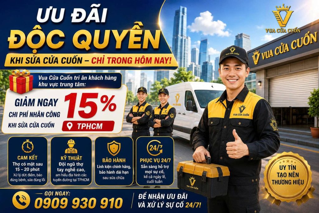 Sửa Cửa Cuốn Phường Bàn Cờ Hỗ Trợ 24/7 – Thợ Giỏi, Khắc Phục Mọi Lỗi 18 Thợ Sửa Cửa Cuốn Phường Bàn Cờ Tận Nơi Nhanh