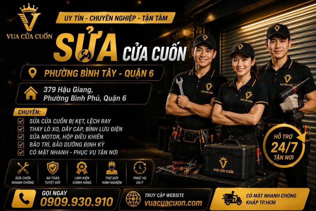 Sửa Cửa Cuốn Phường Bình Tây 24/24 – Thợ Giỏi, Uy Tín, Đến Nhanh 12 Sửa Cửa Cuốn Phường Bình Tây 24/24 – Có Thợ Nhanh