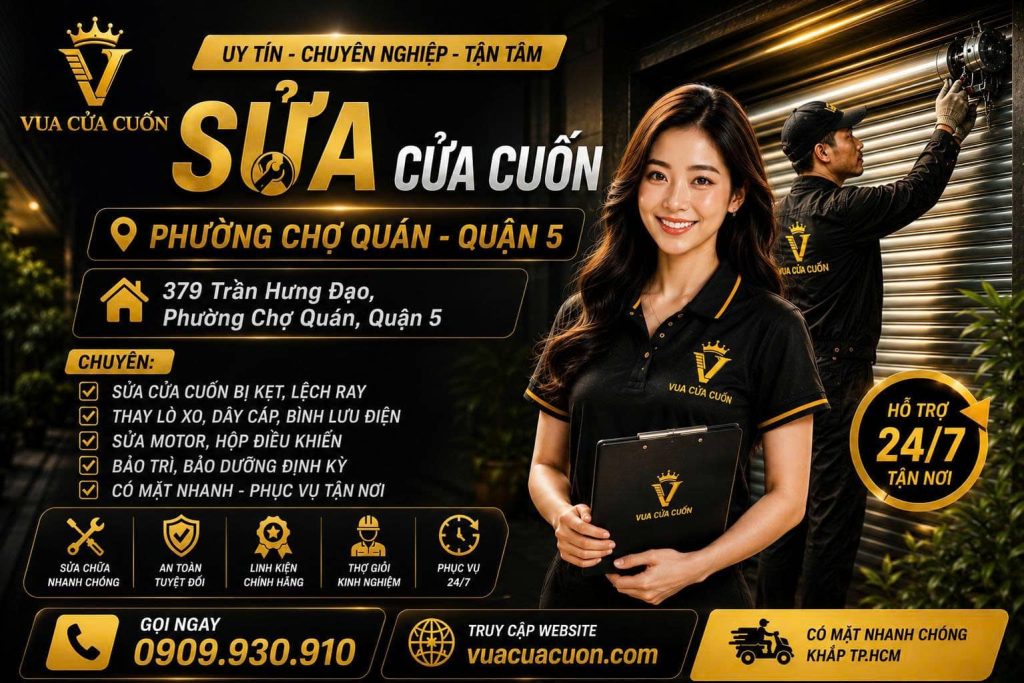 Sửa Cửa Cuốn Phường Chợ Quán 24/24 – Có Mặt Nhanh 15 Phút 12 Sửa Cửa Cuốn Phường Chợ Quán Quận 5: Thợ Đến Ngay 15P, Giá Rẻ 24/7