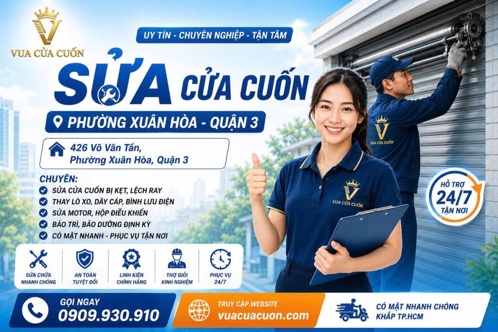 Dịch Vụ Sửa Cửa Cuốn Phường Xuân Hòa 24/24 – Thợ Đến Nhanh, Sửa Dứt Điểm 12 Dịch vụ sửa cửa cuốn phường Xuân Hòa hỗ trợ 24/7