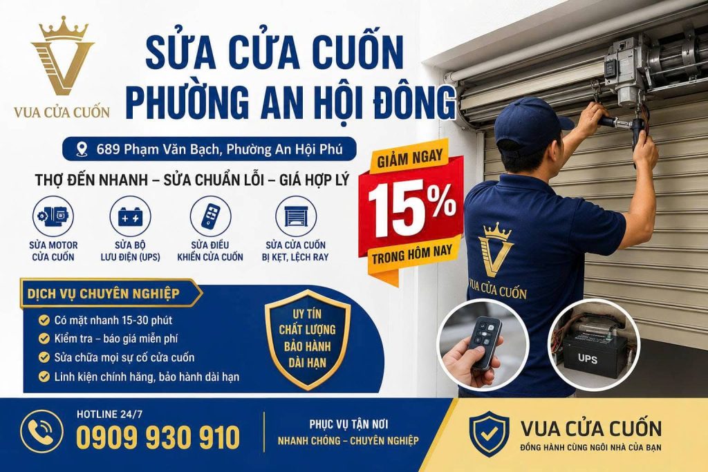 Sửa Cửa Cuốn Phường An Hội Đông Uy Tín | Thợ Có Mặt Nhanh 24/7 12 Vua Cửa Cuốn – Dịch Vụ Sửa Cửa Cuốn Phường An Hội Đông Nhanh, An Toàn