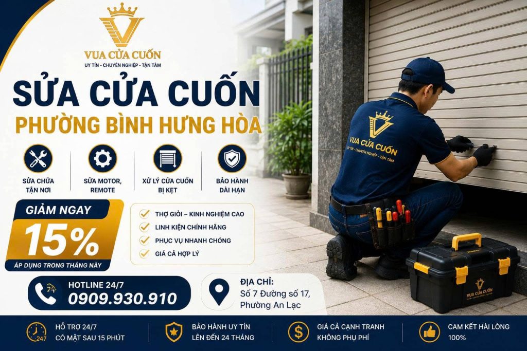 Sửa Cửa Cuốn Phường Bình Hưng Hòa - Khắc Phục Cửa Kẹt, Hỏng Motor Tận Nơi 24/7 12 Sửa Cửa Cuốn Phường Bình Hưng Hòa 24/24 Chuyên Xử Lý Kẹt Cửa, Hỏng Motor, Remote