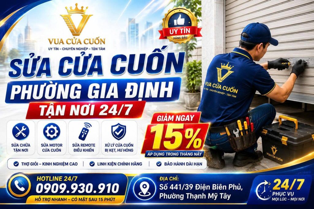 Sửa Cửa Cuốn Phường Gia Định 24/7 | Chuyên Sửa Motor, Remote, Bộ Lưu Điện Nhanh 12 Sửa Cửa Cuốn Phường Gia Định Tận Nơi 24/7 | Vua Cửa Cuốn