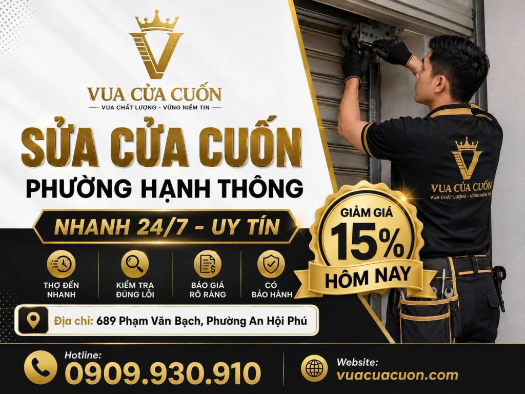 Thợ Sửa Cửa Cuốn Phường Hạnh Thông 24/7 - Nhanh Gọn, Chuyên Nghiệp 12 Sửa Cửa Cuốn Phường Hạnh Thông 24/7 | Thợ Đến Nhanh