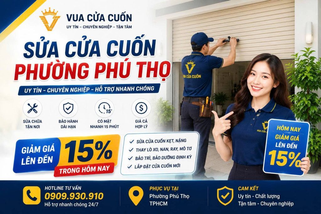 Sửa Cửa Cuốn Phường Phú Thọ 24/7 | Thợ Giỏi Đến Nhanh, Xử Lý Mọi Sự Cố 12 Sửa Cửa Cuốn Phường Phú Thọ 24/7 | Thợ Giỏi Đến Nhanh, Xử Lý Mọi Sự Cố