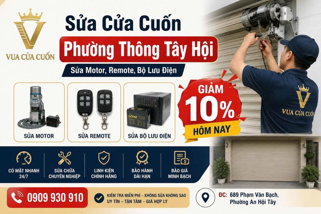 Vua Cửa Cuốn – Địa Chỉ Sửa Cửa Cuốn Phường Thông Tây Hội Uy Tín - Thợ Đến Nhanh 24/7 11 Sửa Cửa Cuốn Phường Thông Tây Hội Uy Tín | Sửa Motor, Remote, UPS