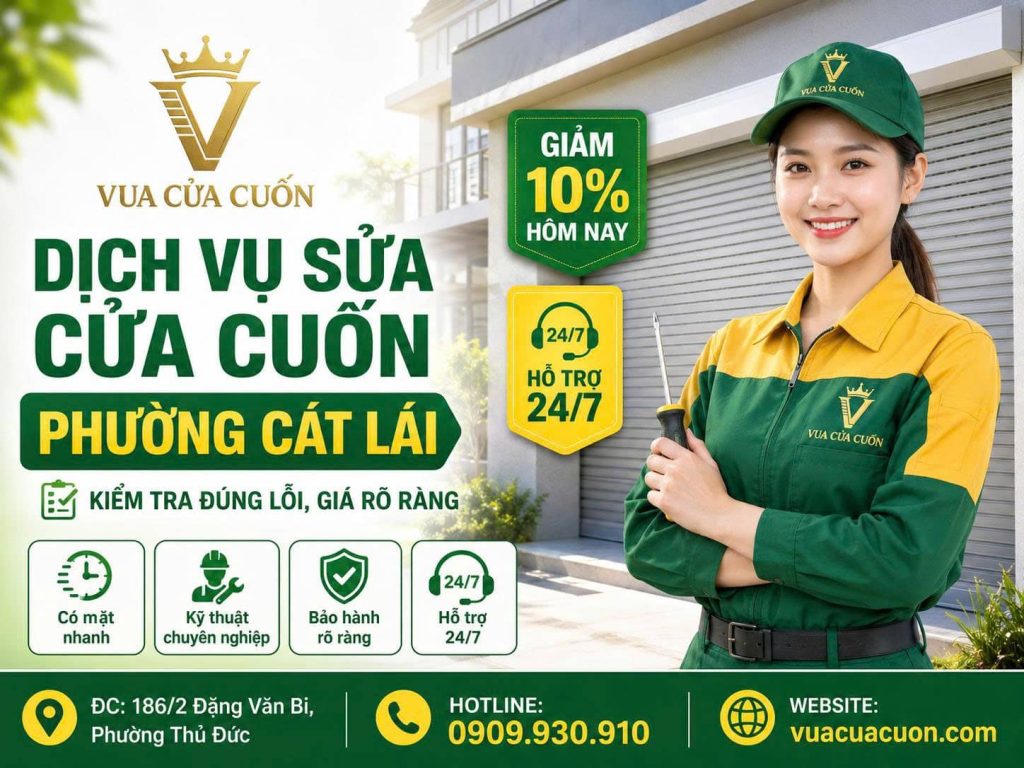 Dịch Vụ Sửa Cửa Cuốn Phường Cát Lái – Kiểm Tra Đúng Lỗi, Giá Rõ Ràng 12 Sửa Cửa Cuốn Phường Cát Lái – Xử Lý Cửa Kẹt, Lệch Ray, Hỏng Motor