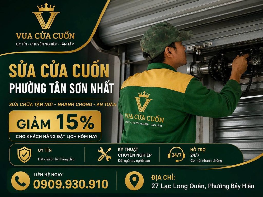Cứu Hộ Sửa Cửa Cuốn Phường Tân Sơn Nhất Trực Chiến 24/7 Xuyên Đêm 12 Sửa Cửa Cuốn Phường Tân Sơn Nhất Báo Giá Rõ, Bảo Hành Sau Sửa