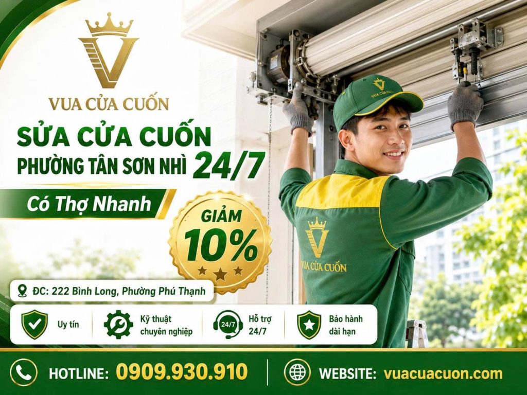 Sửa Cửa Cuốn Phường Tân Sơn Nhì 24/7 – Thợ Đến Nhanh, Báo Giá Rõ Ràng 12 Sửa Cửa Cuốn Tại Phường Tân Sơn Nhì – Thợ Kỹ Thuật Hỗ Trợ 24/7