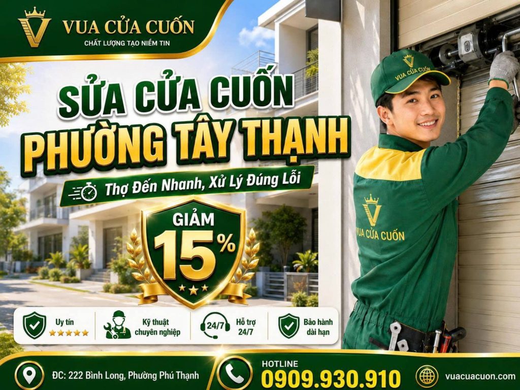 Sửa Cửa Cuốn Phường Tây Thạnh 24/7 – Vua Cửa Cuốn Hỗ Trợ Motor, Remote, Bộ Lưu Điện 12 Sửa Cửa Cuốn Phường Tây Thạnh Tận Nơi – Quy Trình Minh Bạch, Có Bảo Hành
