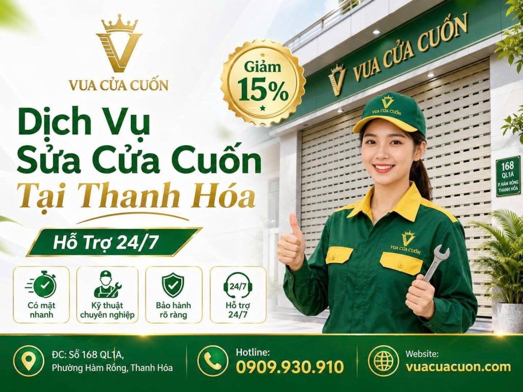 Sửa Cửa Cuốn Tại Thanh Hóa 24/7 – Vua Cửa Cuốn Hỗ Trợ Tận Nơi 11 Sửa Cửa Cuốn Tại Thanh Hóa 24/7 – Có Thợ Sau 15–30 Phút