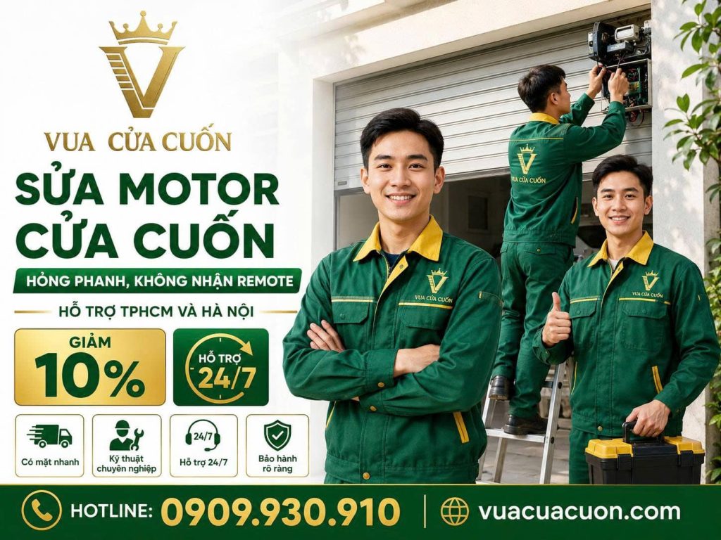Sửa Motor Cửa Cuốn Tại TPHCM Và Hà Nội 24/7 – Nhanh, Rõ Giá, Có Bảo Hành 15 Sửa Motor Cửa Cuốn Tại TPHCM Và Hà Nội 24/7 – Gọi Vua Cửa Cuốn 0909 930 910