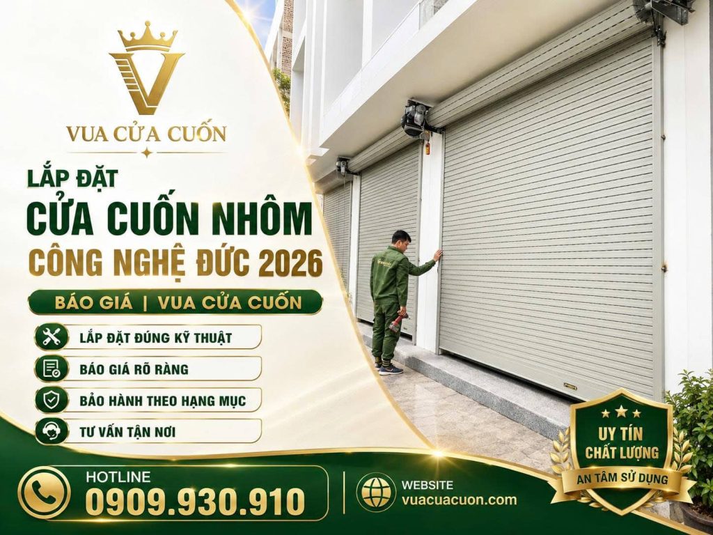 Lắp Đặt Cửa Cuốn Nhôm Công Nghệ Đức 2026 – Báo Giá & Mẫu Đẹp 16 Lắp Đặt Cửa Cuốn Nhôm Công Nghệ Đức 2026 – Báo Giá | Vua Cửa Cuốn