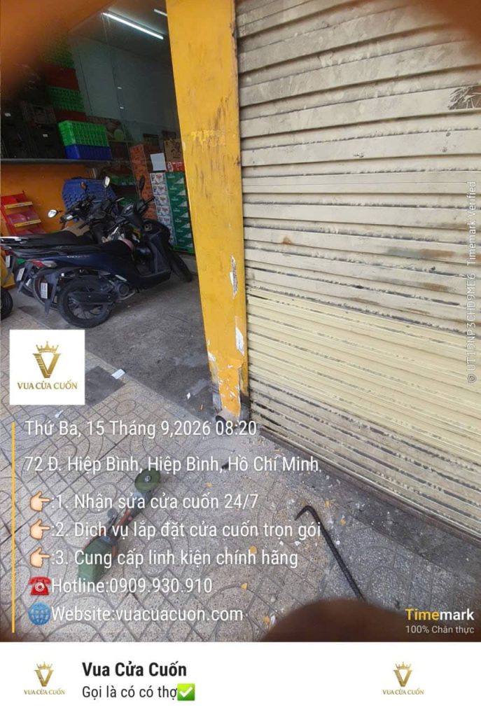 Sửa Cửa Cuốn Cửa Hàng Tại Phường Hiệp Bình – Công Trình Thực Tế Ngày 15/9/2026 14 Hiện trạng cửa cuốn cửa hàng Bách Hóa Xanh tại Phường Hiệp Bình ngày 15/9/2026.