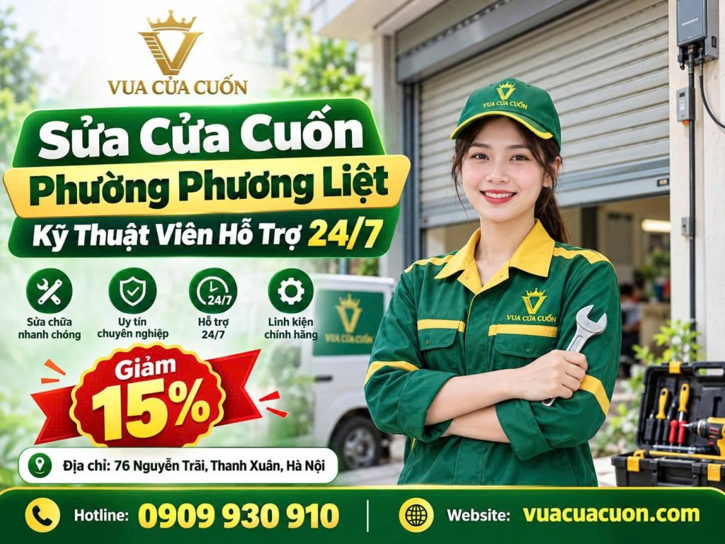 Sửa Cửa Cuốn Phường Phương Liệt 24/7 – Có Thợ Sau 15–30 Phút 12 Sửa Cửa Cuốn Phường Phương Liệt – Kỹ Thuật Viên Hỗ Trợ 24/7