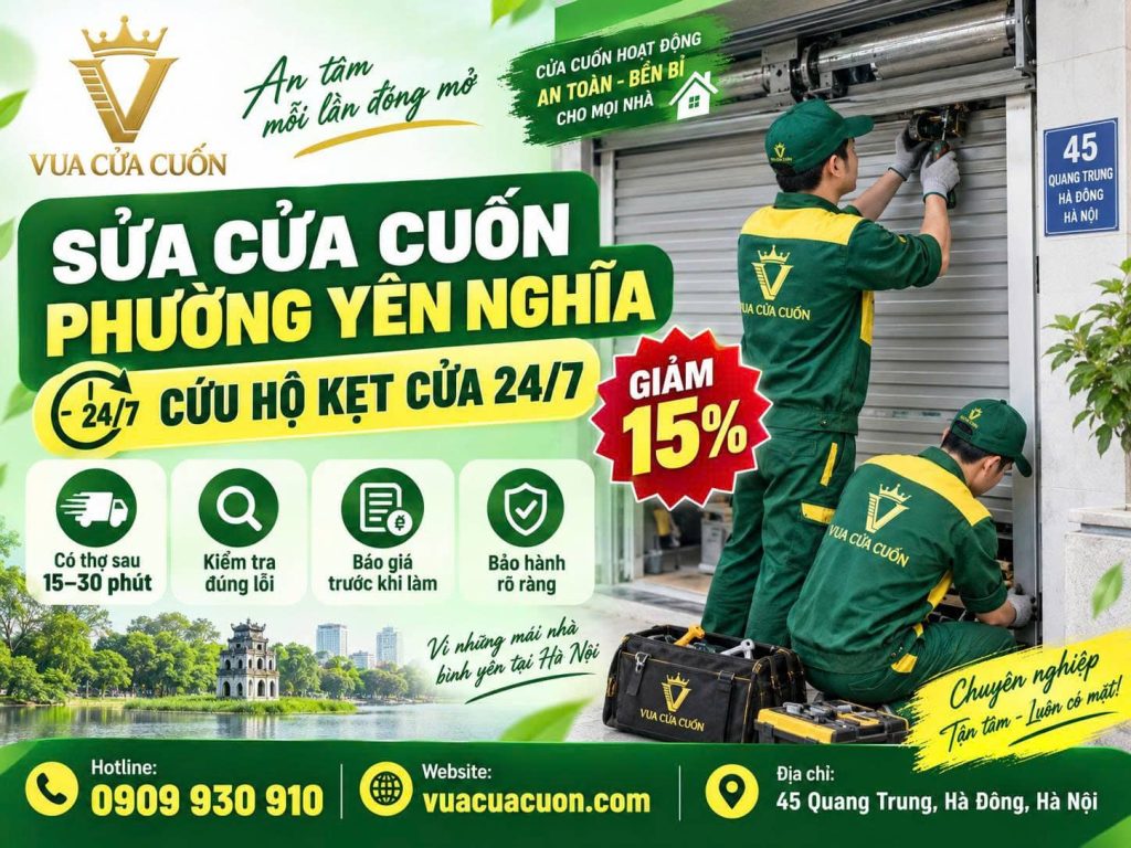 Sửa Cửa Cuốn Phường Yên Nghĩa – Chuyên Sửa Kẹt Cửa, Lỗi Motor, Remote, UPS 12 Sửa Cửa Cuốn Phường Yên Nghĩa 24/7 | Vua Cửa Cuốn