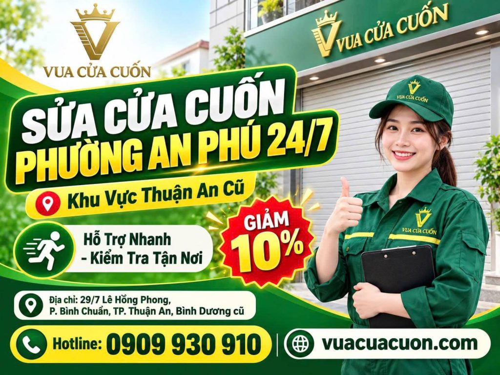 Sửa Cửa Cuốn Phường An Phú 24/7 – Thợ Gần, Báo Giá Trước 11 Sửa Cửa Cuốn Phường An Phú – Sửa Đúng Lỗi, Nghiệm Thu Tại Chỗ | Vua Cửa Cuốn